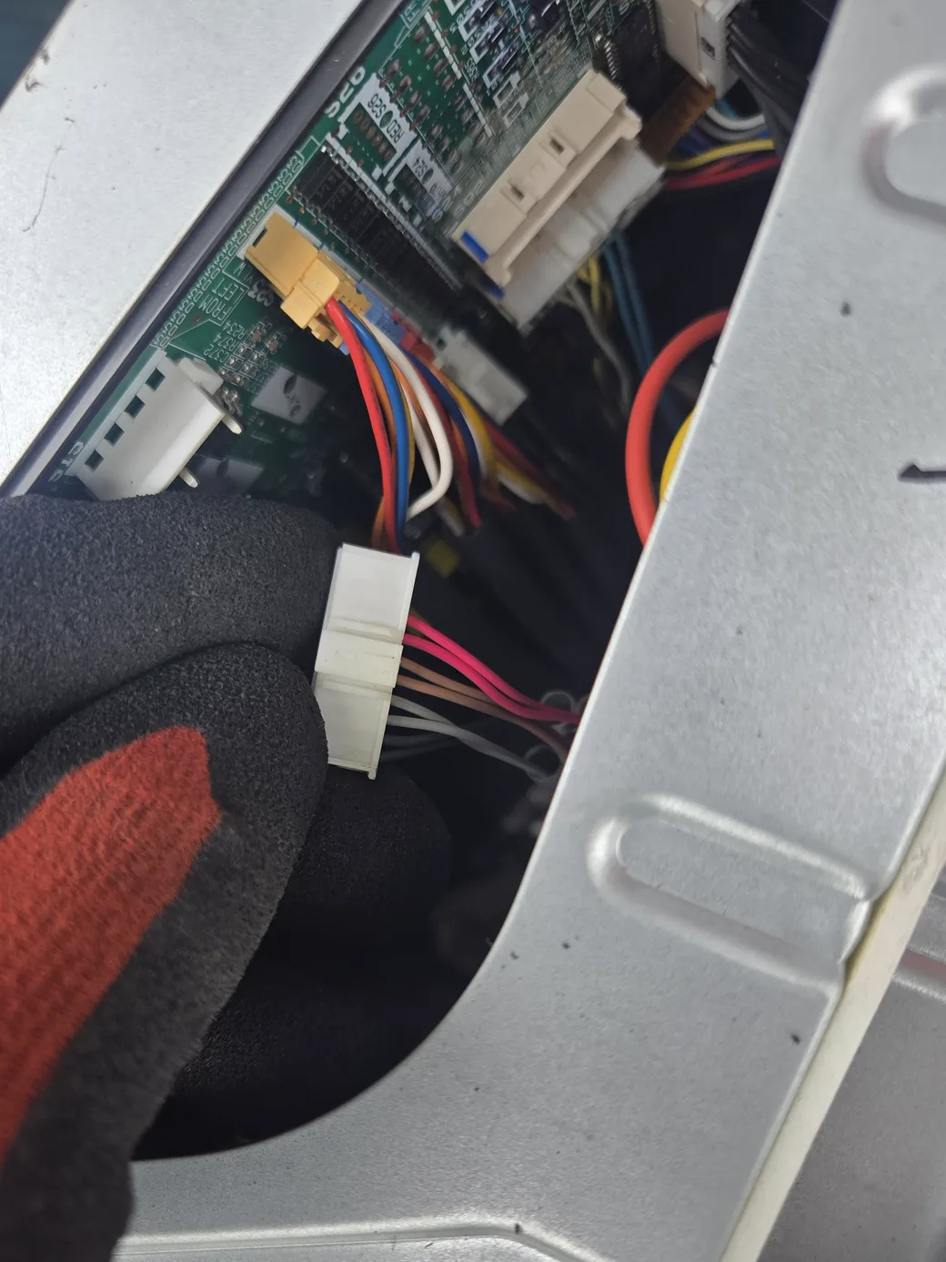 Thermistor harness connector unplugged at the Daikin outdoor unit control board, where each sensor gets measured