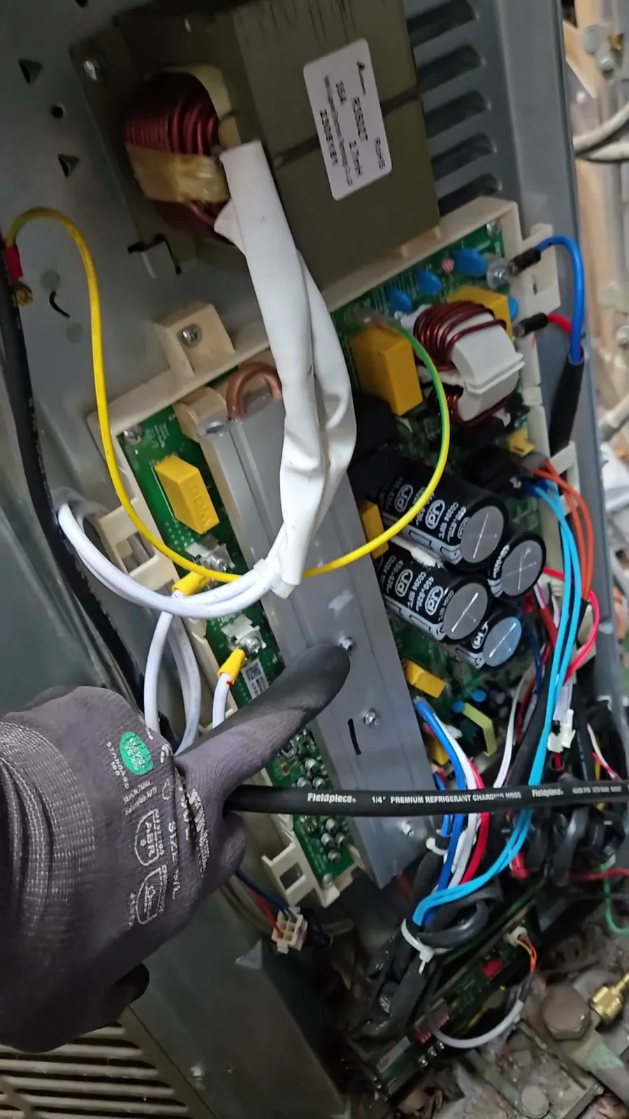 Variable-speed inverter board inside the outdoor unit of the Innovair heat pump
