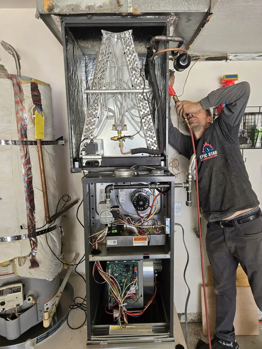 Full HVAC system replacement — new evaporator, condenser and furnace installed by Epic Star in Tarzana, CA